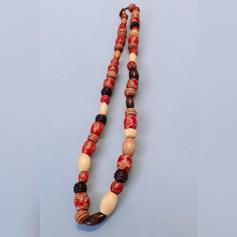 🌟3/$15 Handmade Large Wood Bead Boho Necklace